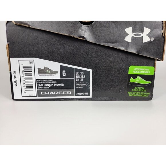 Under Armour Charged Assert 10 Shoes Sneakers Womens Size 6 Gray 3026179-103 - Picture 2 of 11